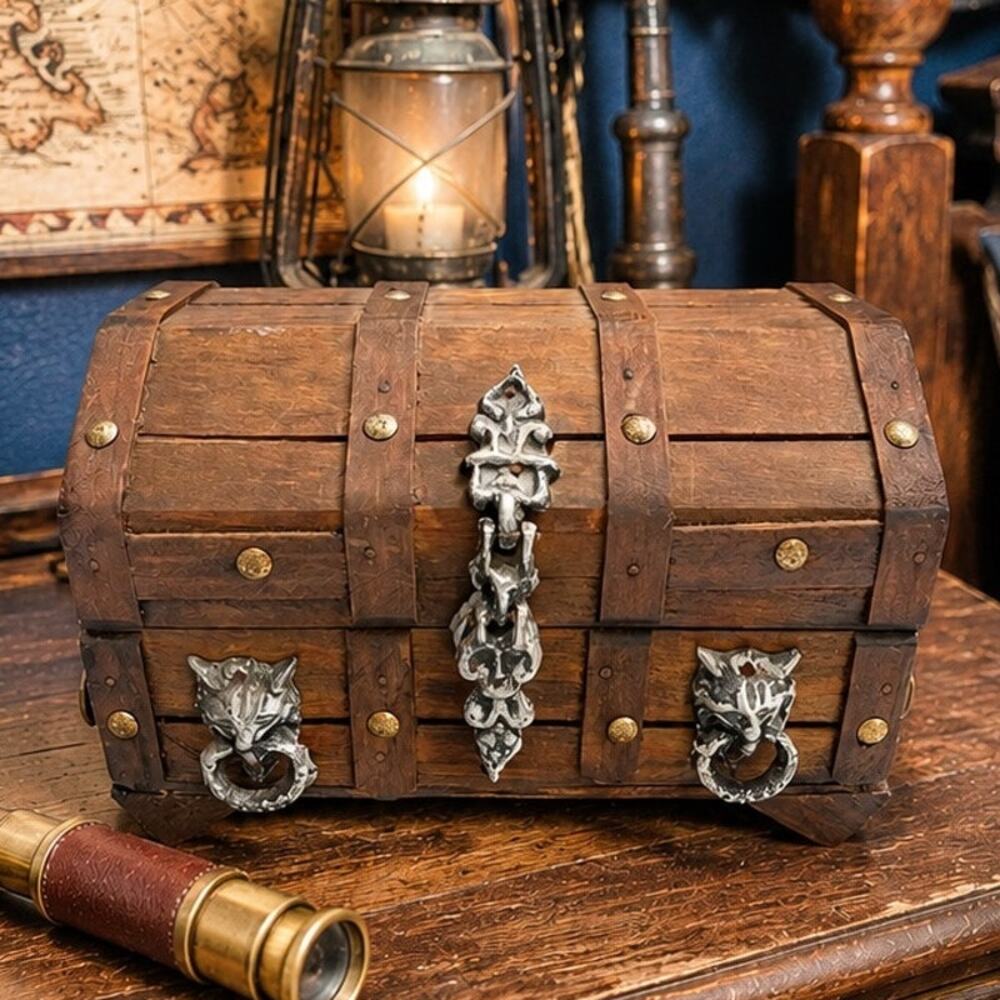 20th Century Wooden Pirate Treasure Chest